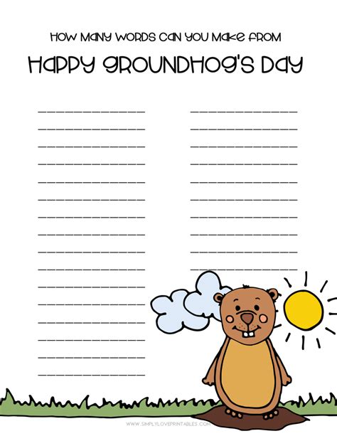 printable groundhog day activity set