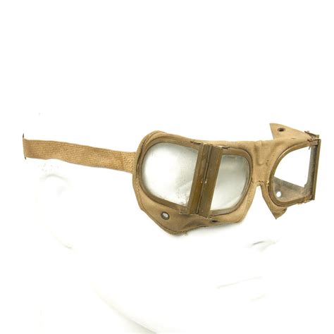 original japanese wwii folding tanker goggles  leather case unissued international