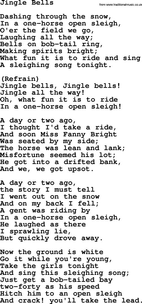 original jingle bells song lyrics