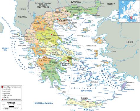 detailed political map  greece ezilon maps