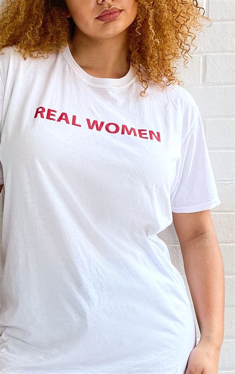 Plus White Real Women Slogan T Shirt Prettylittlething