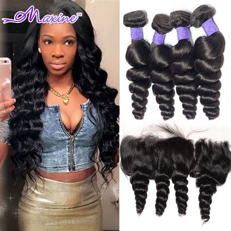 brazilian loose wave with closure maxine lace frontal closure with bundles brazilian virgin hair