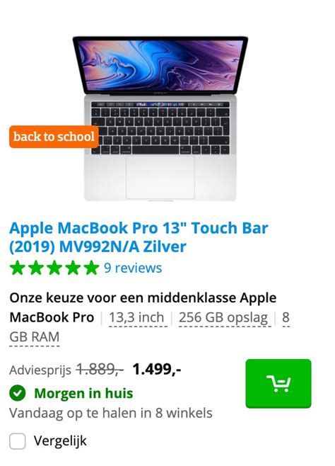 apple macbook pro  touch bar    gb  korting