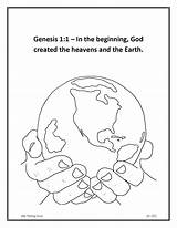 Coloring Pages Earth Bible Verse Creation God Created Sheet Beginning School Everywhere Kids Sunday Drawing Everything Sheets Memory Clipart Colouring sketch template