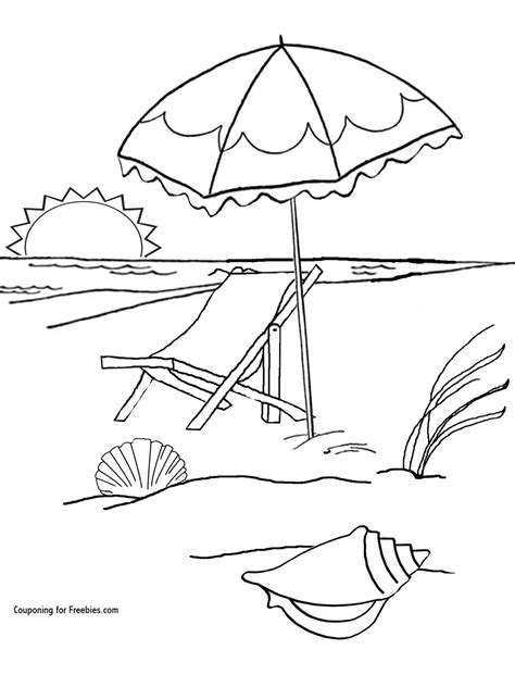 summer beach coloring page  large images