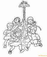 Coloring Pages Spring Maypole May Kids Color Children Printable Dance Beltane Girls Pole Sheets Print Online Books Fun Sheet Playing sketch template