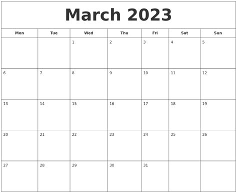 march  printable calendar