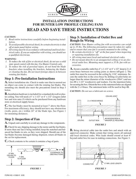 hunter  installation instructions   manualslib