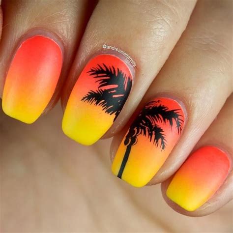 hot sunset nail designs  rock  summer  modish sunset