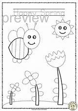 Spring Trace Pages Writing Pre Skills Motor Fine Anastasiya Studio Worksheets Tracing Color Kids Coloring Themed sketch template