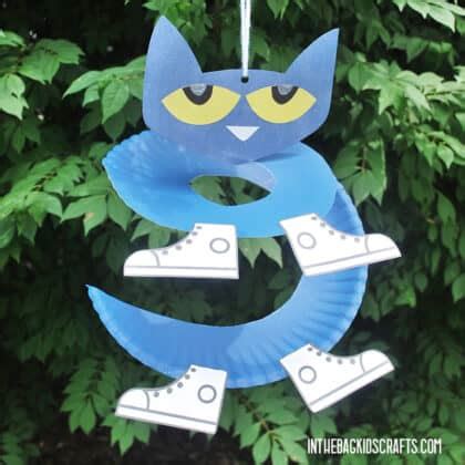 pete  cat paper plate craft  template   bag kids crafts
