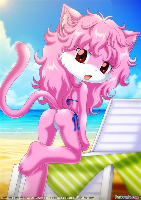 xbooru 1girl ass bbmbbf bikini cat ears cute furry long hair looking at viewer palcomix pink