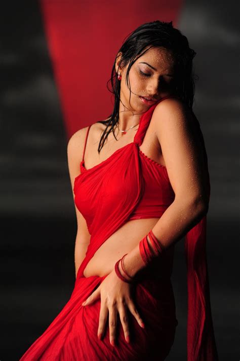 Telugu Cinema Wallpapers Isha Chawla Hot Wet Red Saree