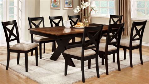liberta dark oak rectangular trestle dining room set  furniture  america cmt table