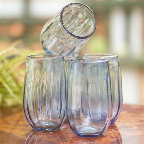 Unicef Market Recycled Hand Blown Stemless White Wine Glasses Set Of