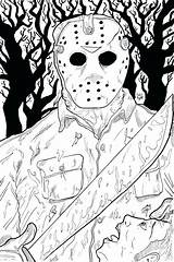 Coloring Jason Pages Horror Myers Michael Voorhees Freddy Mask Printable Halloween Scary Color Vs Adult Print Krueger Drawing Colouring Book sketch template