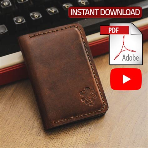 mens bifold vertical leather wallet pattern digital template file wa