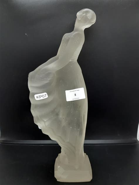 An Art Deco Style Frosted Glass Lady Figurine Measuring Approx 35cm