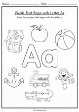 Letter Worksheets Beginning Sounds Teaching Printable Aunt Sound Kindergarten Letters Preschool Alphabet Aa Phonics Activities Coloring English Choose Board Test sketch template