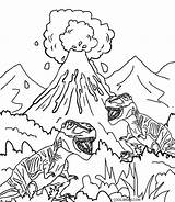 Volcano Coloring Pages Dinosaur Printable Kids sketch template