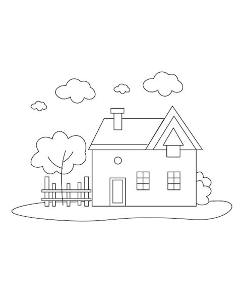 premium vector simple village house coloring book page coloring book