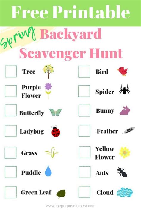 printable spring scavenger hunt  kids scavenger hunt  kids