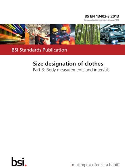 bs en   size designation  clothes body measurements  intervals british standard