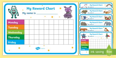 child printable reward chart pack ks teacher
