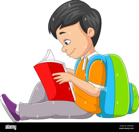 cartoon  boy reading  book stock vector image art alamy