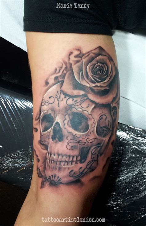 sugar skulls tattoos  guys realistic sugar skull tattoo sugar