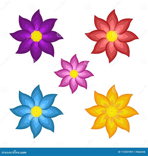 modelli dei fiori stilizzati colorati luminosi illustrazione  stock