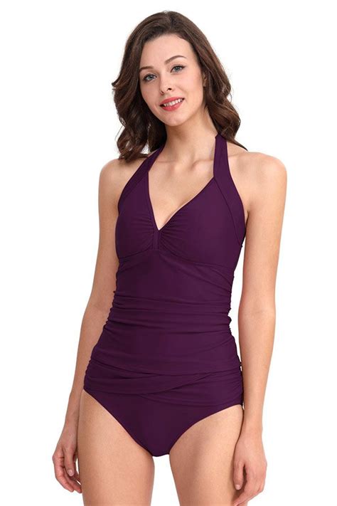 Full Coverage Bathing Suits With V Neck And Two Pieces Design
