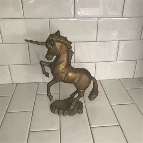 vintage unicorn figurine solid brass great detail fine quality whimsical collectible display