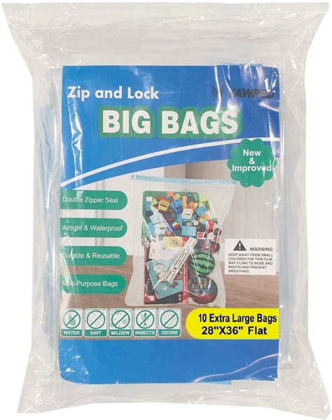 pack xl big zip  lock zipper resealable storage plastic bags