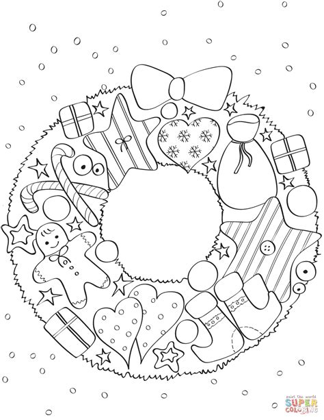 christmas wreath coloring page  printable coloring pages