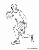 Dribbling Player Ball Coloring Each Hand Pages Basketball Print Color sketch template