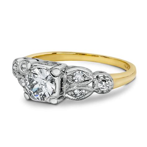 vintage  diamond engagement ring   yellow gold