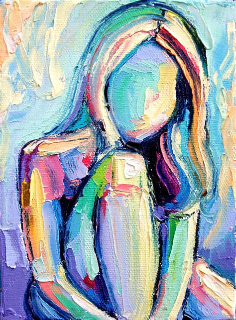 Abstract Nude Art Print Female Figure In Blue Tones 18x24