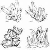Crystal Cluster Drawing Clipart Drawings Crystals Outline Tattoo Gem Illustrations Gemstone Getdrawings Lineart Magical Handrawn Etsy sketch template