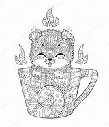 Coloring Puppy Cup Stock Zentangle Illustration Style Depositphotos sketch template