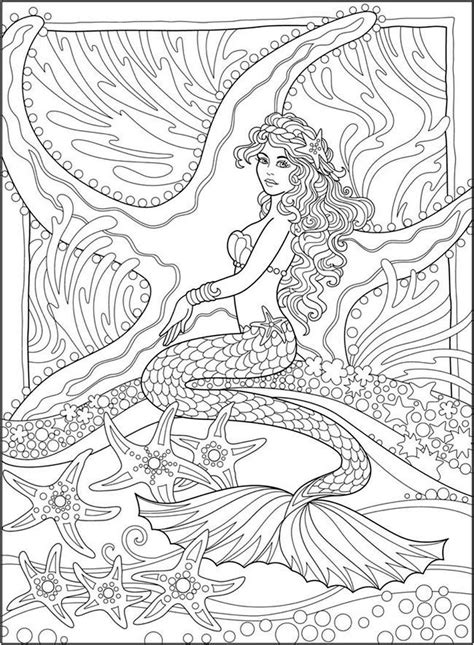 realistic mermaid coloring pages  adult wnd