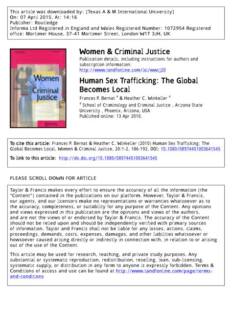 pdf human sex trafficking the global becomes local