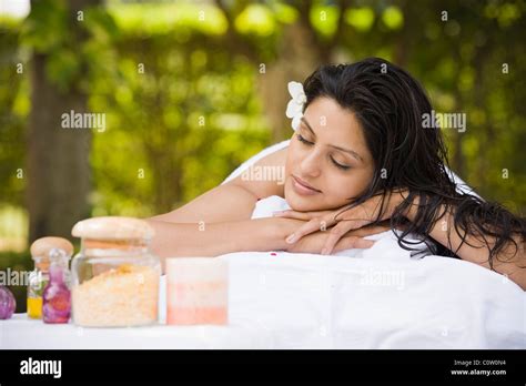 woman  spa treatment stock photo alamy