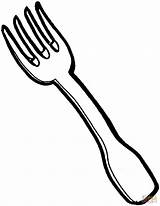 Fork Coloring Pages Tenedor Drawing Printable Silhouettes sketch template