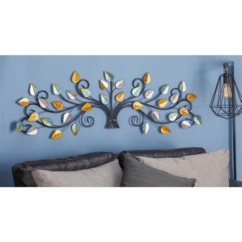 multi colored iron leaf  branch metal wall decor