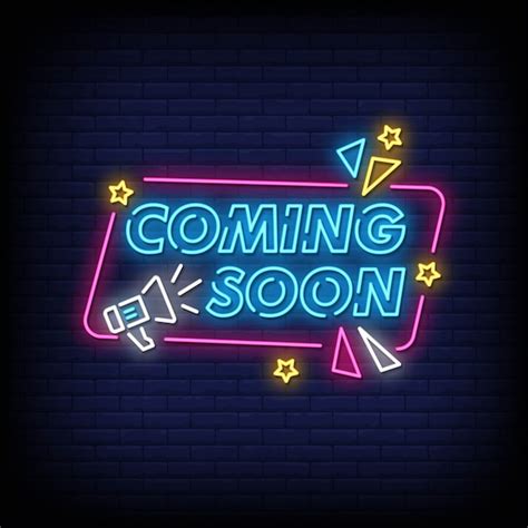 premium vector coming  neon sign style text vector
