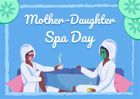 mother daughter spa day poster flat vector template bonding time