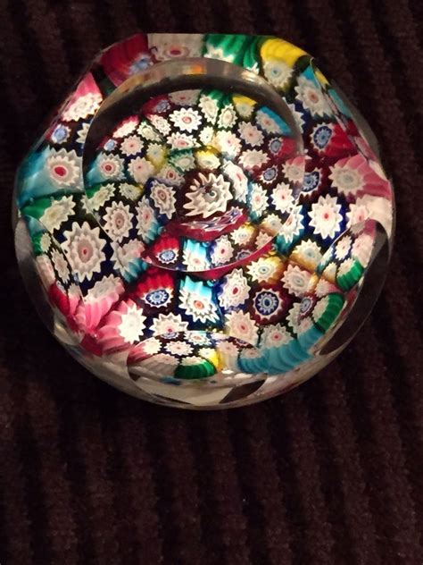 Vintage Murano Millefiori Beautiful Faceted Art Glass Paperweight Italy