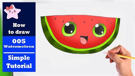 hoe teken je een watermeloen kawaii beginners tekenen les  youtube