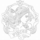 Pisces Zodiac Scorpio Virgo sketch template